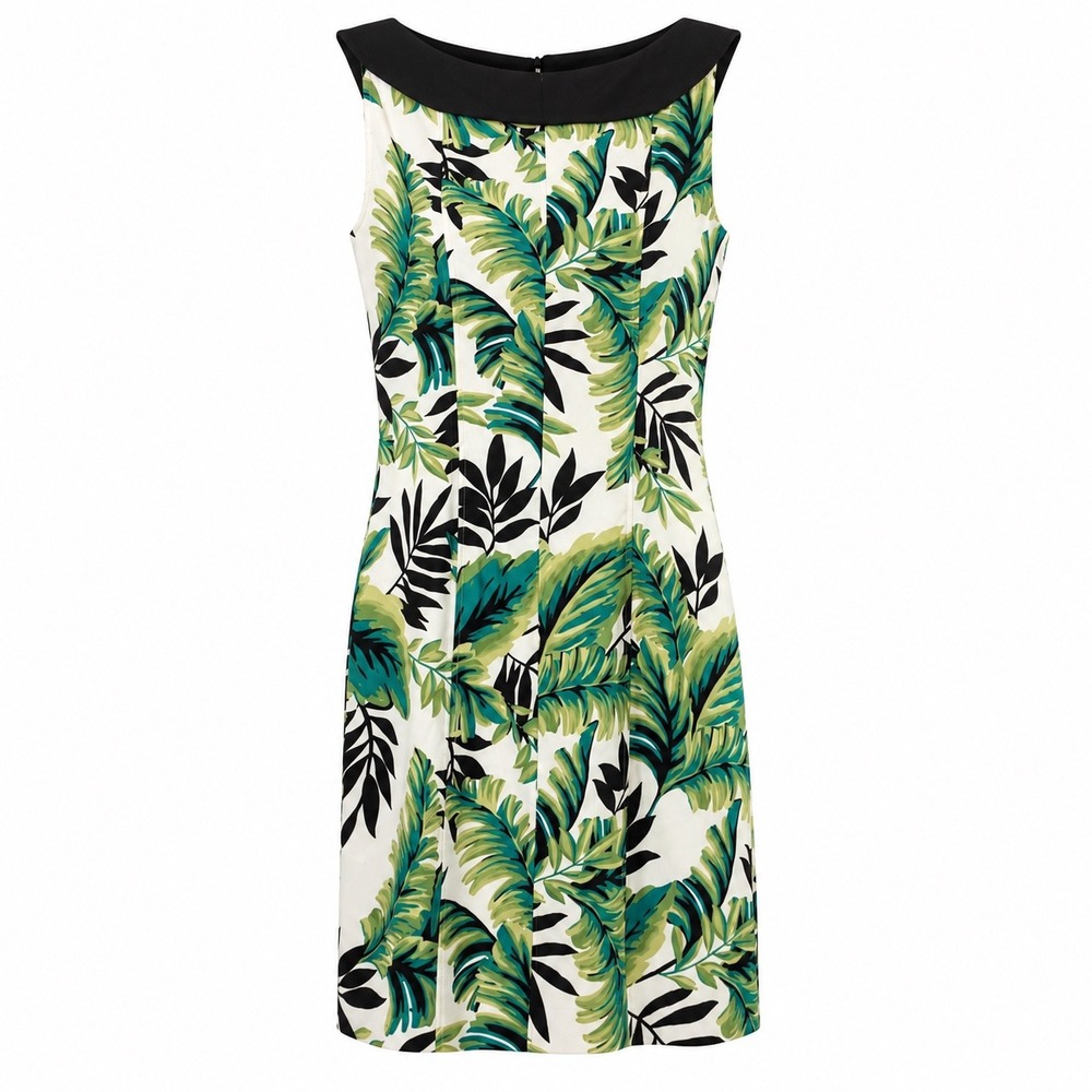 Alyx Limited Sheath 14 Poly Tropical Palm Leaf Portrait Collar Resort Party